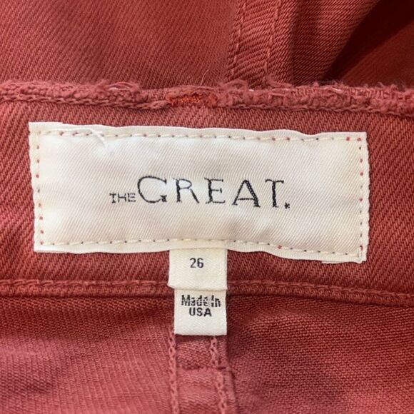 NWT The Great. the Cutoff Short Vintage Poppy Sz 26 Orange - Picture 10 of 13